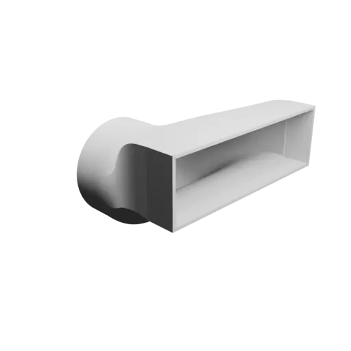 Adaptateur de tube rond ⌀120 mm vers rectangulaire 200×60 mm, épaisseur 3 mm + décalage