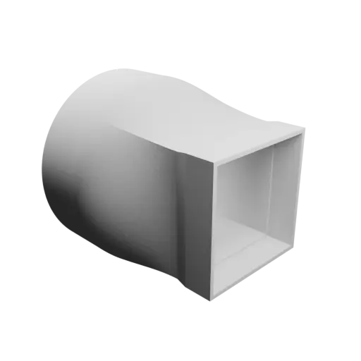 Adaptateur de tube rond ⌀100 mm vers rectangulaire 60×60 mm, épaisseur 2 mm