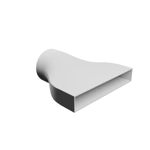 Adaptateur de tube rond ⌀116 mm vers rectangulaire 250×40 mm, épaisseur 2 mm