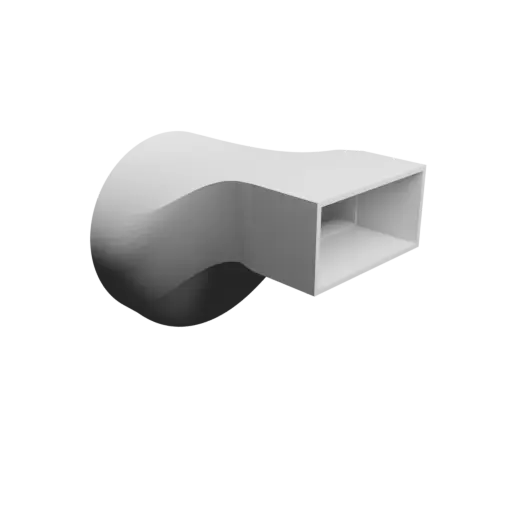 Adaptateur de tube rond ⌀150 mm vers rectangulaire 100×50 mm, épaisseur 3 mm + décalage