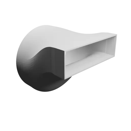 Adaptateur de tube rond ⌀210 mm vers rectangulaire 200×60 mm, épaisseur 3 mm + décalage
