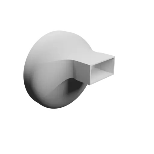 Adaptateur de tube rond ⌀260 mm vers rectangulaire 100×50 mm, épaisseur 3 mm + décalage
