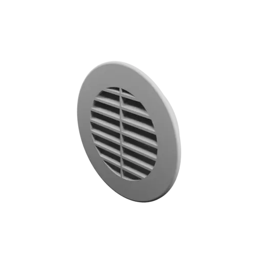 Grille d'aération ronde ∅ 90 mm, angle des ailettes : 35° avec renfort central