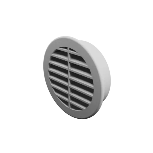 Grille d'aération ronde ∅ 80 mm, angle des ailettes : 30° avec renfort central