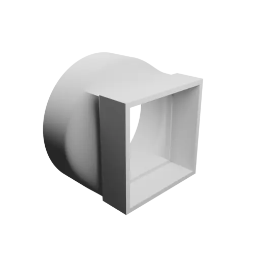 Adaptateur de tube rond ⌀90 mm vers rectangulaire 60×60 mm, épaisseur 3 mm