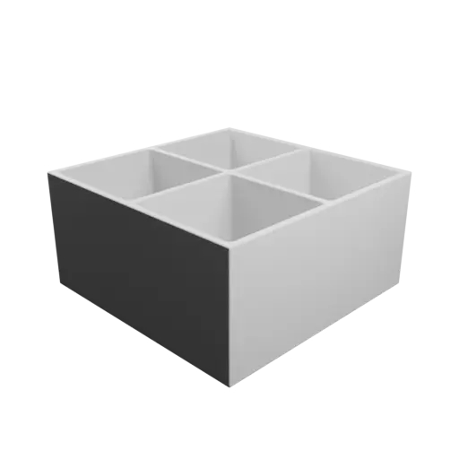 Boîte multi-compartiments : 4 compartiments de 70×70×70 mm