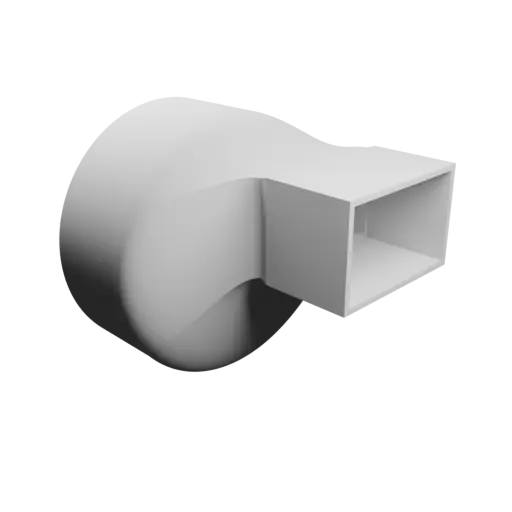 Round-to-Rectangular Tube Adapter ⌀150 mm to 80×50 mm, thickness 3 mm + offset