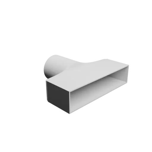 Round-to-Rectangular Tube Adapter ⌀105 mm to 297×67 mm, thickness 3 mm