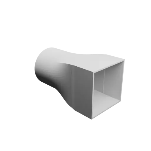 Round-to-Rectangular Tube Adapter ⌀100 mm to 100×100 mm, thickness 3 mm