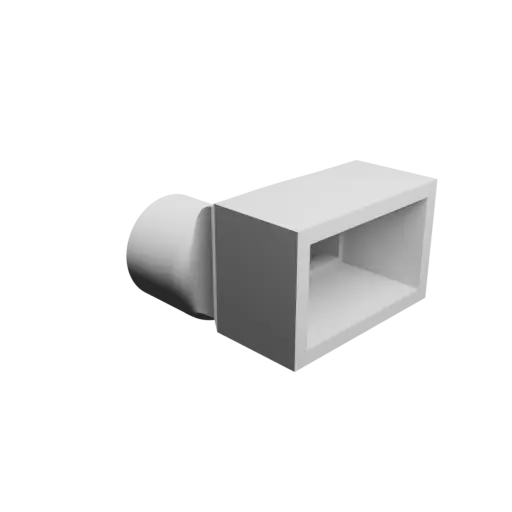 Round-to-Rectangular Tube Adapter ⌀26 mm to 35×20 mm, thickness 3 mm + offset
