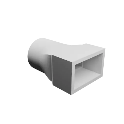 Round-to-Rectangular Tube Adapter ⌀32 mm to 35×20 mm, thickness 3 mm + offset