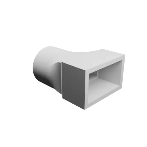 Round-to-Rectangular Tube Adapter ⌀32 mm to 35×20 mm, thickness 3 mm + offset