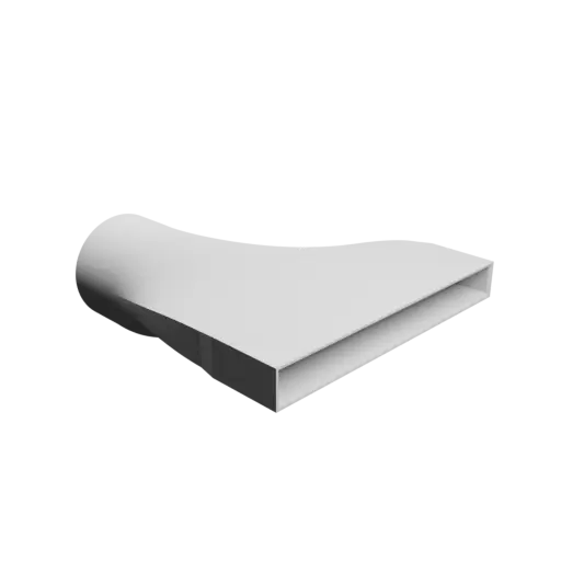 Round-to-Rectangular Tube Adapter ⌀75 mm to 200×20 mm, thickness 3 mm + offset