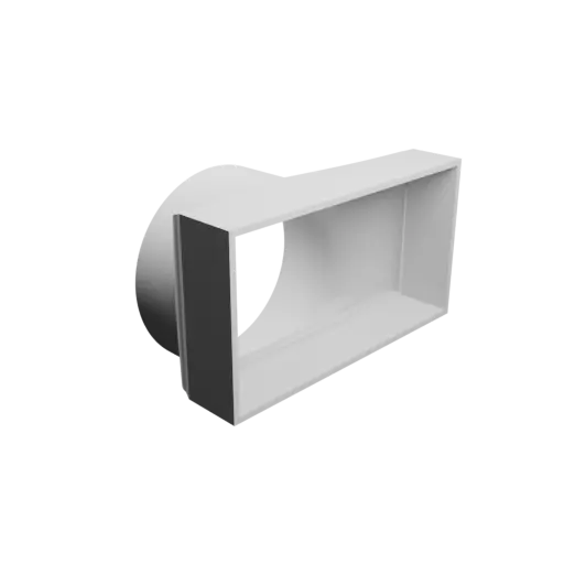 Round-to-Rectangular Tube Adapter ⌀110 mm to 150×80 mm, thickness 3 mm + offset