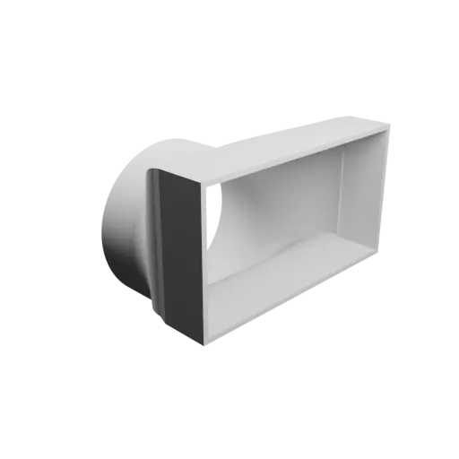 Round-to-Rectangular Tube Adapter ⌀110 mm to 150×80 mm, thickness 3 mm + offset