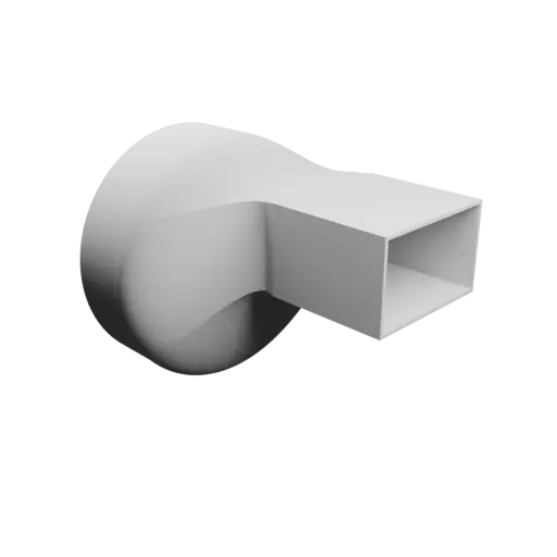 Adaptateur de tube rond ⌀154 mm vers rectangulaire 80×50 mm, épaisseur 2 mm + décalage