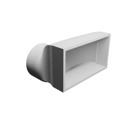 Round-to-Rectangular Tube Adapter ⌀102 mm to 150×80 mm, thickness 5 mm + offset