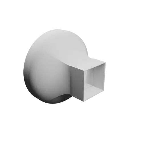 Round-to-Rectangular Tube Adapter STL file ⌀280 mm to 100×100 mm, thickness 3 mm