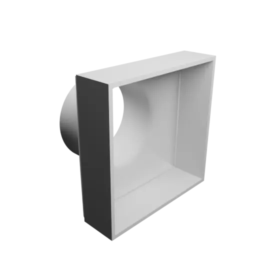 Round-to-Rectangular Tube Adapter ⌀75 mm to 105×105 mm, thickness 3 mm