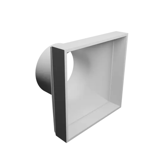 Round-to-Rectangular Tube Adapter ⌀75 mm to 105×105 mm, thickness 3 mm