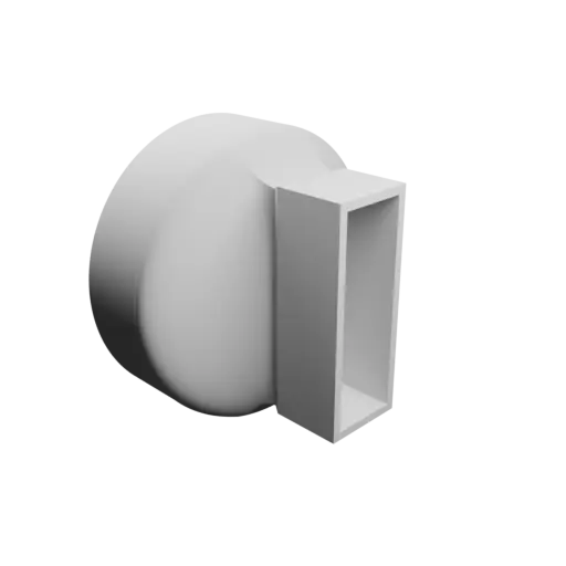 Round-to-Rectangular Tube Adapter ⌀108 mm to 25×76 mm, thickness 3 mm