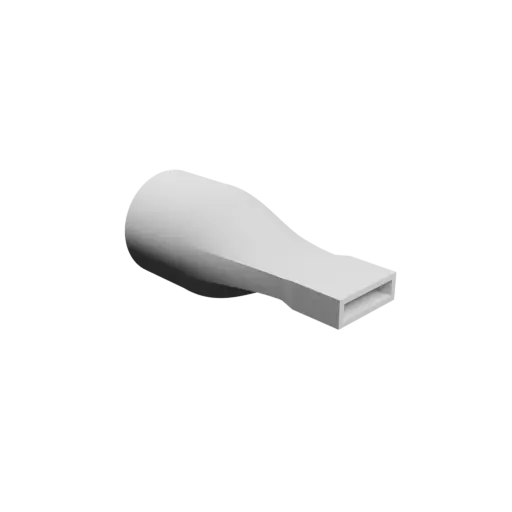 Round-to-Rectangular Tube Adapter ⌀43 mm to 25×6 mm, thickness 2 mm