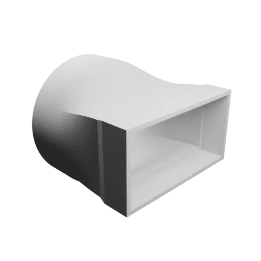 Round-to-Rectangular Tube Adapter ⌀100 mm to 100×50 mm, thickness 3 mm + offset
