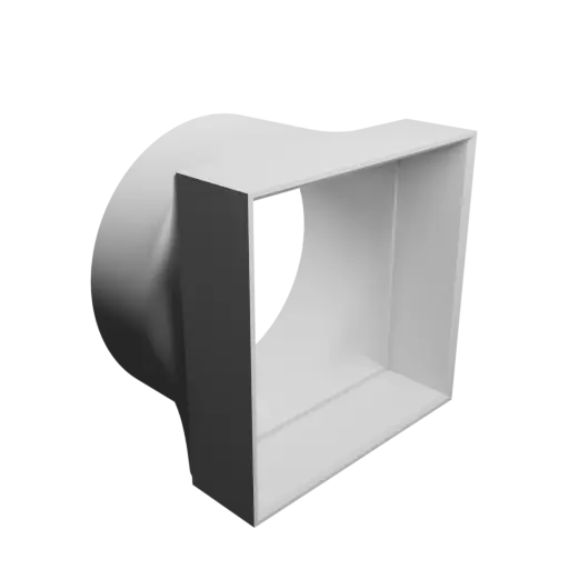 Round-to-Rectangular Tube Adapter ⌀110 mm to 100×100 mm, thickness 3 mm