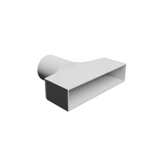 Round-to-Rectangular Tube Adapter ⌀108 mm to 297×67 mm, thickness 3 mm + offset