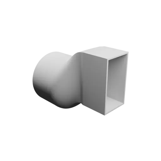 Round-to-Rectangular Tube Adapter ⌀128 mm to 60×110 mm, thickness 3 mm + offset