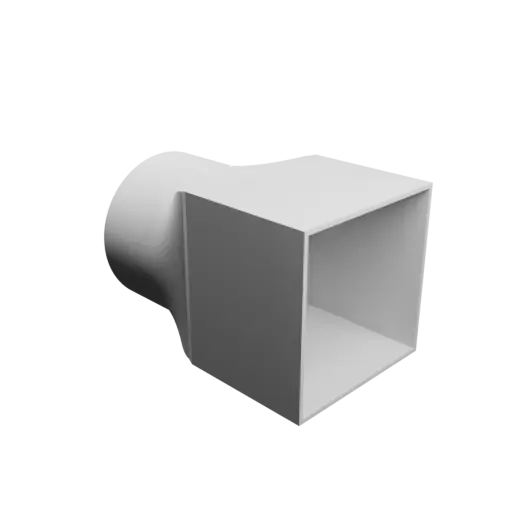 Round-to-Rectangular Tube Adapter ⌀120 mm to 120×120 mm, thickness 3 mm + offset