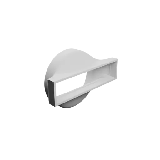 Round-to-Rectangular Tube Adapter ⌀155 mm to 215×50 mm, thickness 5 mm + offset