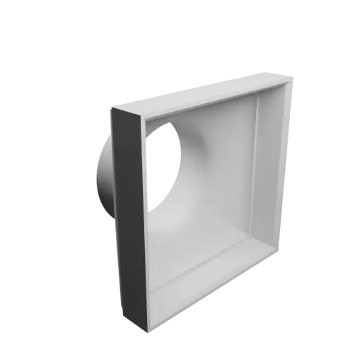 Round-to-Rectangular Tube Adapter ⌀56 mm to 80×80 mm, thickness 3 mm