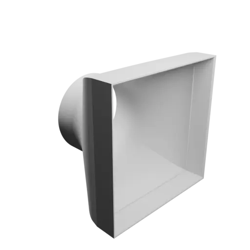 Adaptateur de tube rond ⌀78 mm vers rectangulaire 120×120 mm, épaisseur 2 mm