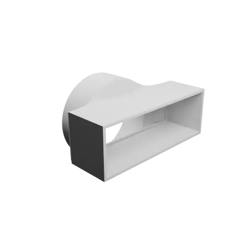 Round-to-Rectangular Tube Adapter STL file ⌀105 mm to 150×50 mm, thickness 3 mm + offset