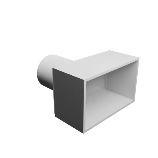 Round-to-Rectangular Tube Adapter STL file ⌀52 mm to 100×60 mm, thickness 3 mm + offset