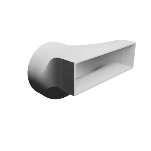 Round-to-Rectangular Tube Adapter STL 3D file ⌀152.4 mm to 200×60 mm, thickness 3 mm + offset