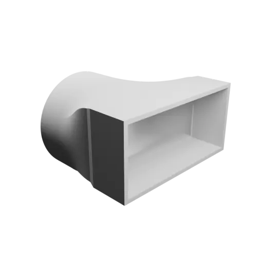 Round-to-Rectangular Tube Adapter STL file ⌀81 mm to 106×50 mm, thickness 3 mm + offset