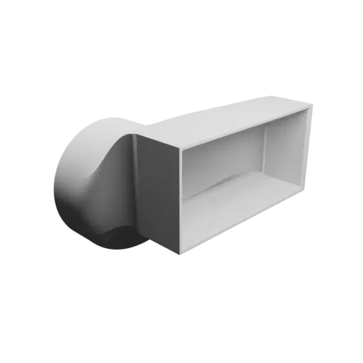Round-to-Rectangular Tube Adapter STL file ⌀81 mm to 106×50 mm, thickness 3 mm + offset