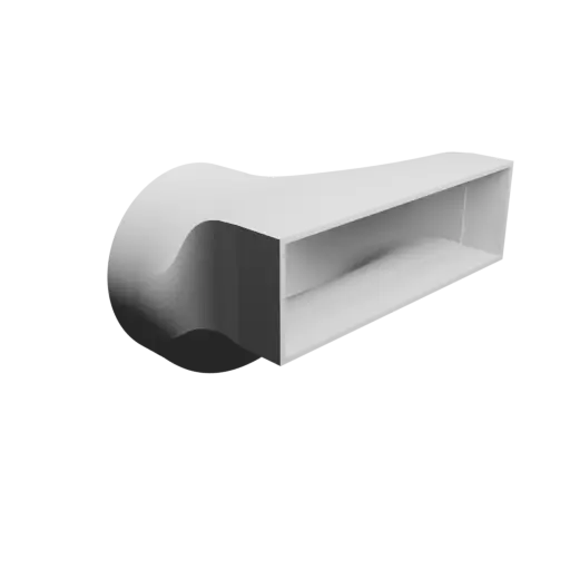 Round-to-Rectangular Tube Adapter STL file ⌀147 mm to 200×60 mm, thickness 3 mm + offset