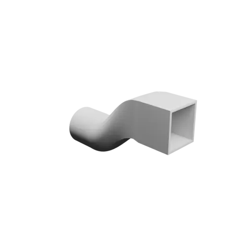 Round-to-Rectangular Tube Adapter STL file ⌀60 mm to 48×52 mm, thickness 3 mm + offset