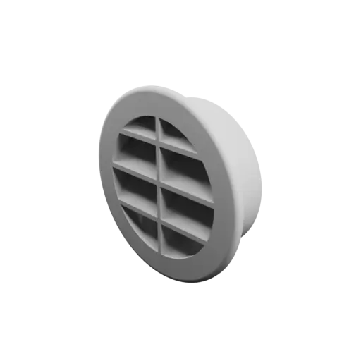 Round air vent STL file ∅ 65 mm, slat angle: 45° with central reinforcement