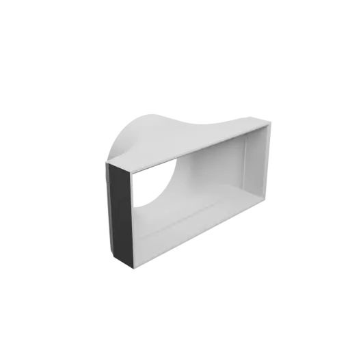 Round-to-Rectangular Tube Adapter STL 3D file ⌀58 mm to 100×45 mm, thickness 2 mm