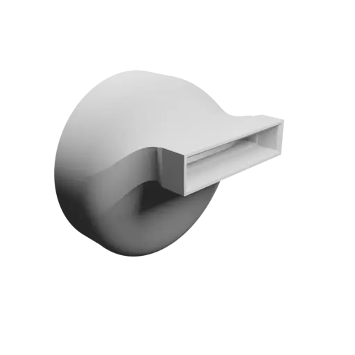 Round-to-Rectangular Tube Adapter STL file ⌀77 mm to 50×10 mm, thickness 2 mm + offset