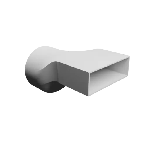 Round-to-Rectangular Tube Adapter STL file ⌀100 mm to 120×40 mm, thickness 2 mm + offset