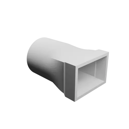 Round-to-Rectangular Tube Adapter STL 3D file ⌀30 mm to 29×19 mm, thickness 2 mm