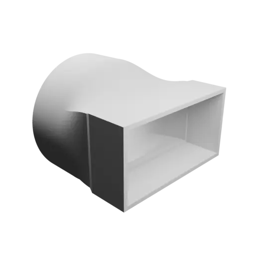 Round-to-Rectangular Tube Adapter STL file ⌀100 mm to 100×50 mm, thickness 3 mm + offset