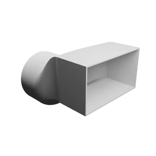 Round-to-Rectangular Tube Adapter STL 3D file ⌀100 mm to 135×75 mm, thickness 2 mm + offset