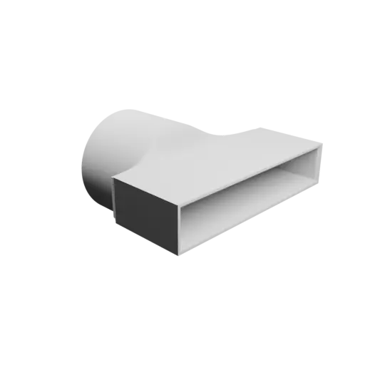 Round-to-Rectangular Tube Adapter STL 3D file ⌀75 mm to 125×22 mm, thickness 3 mm + offset