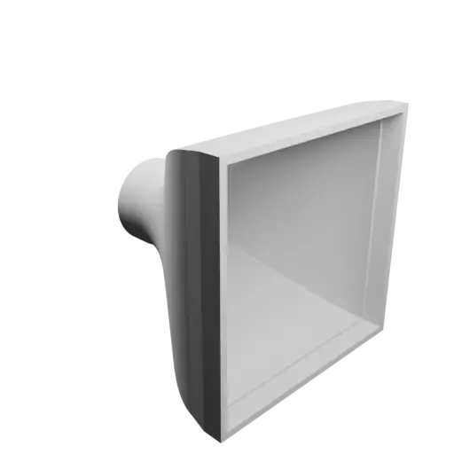 Round-to-Rectangular Tube Adapter STL 3D file ⌀40 mm to 100×100 mm, thickness 3 mm + offset